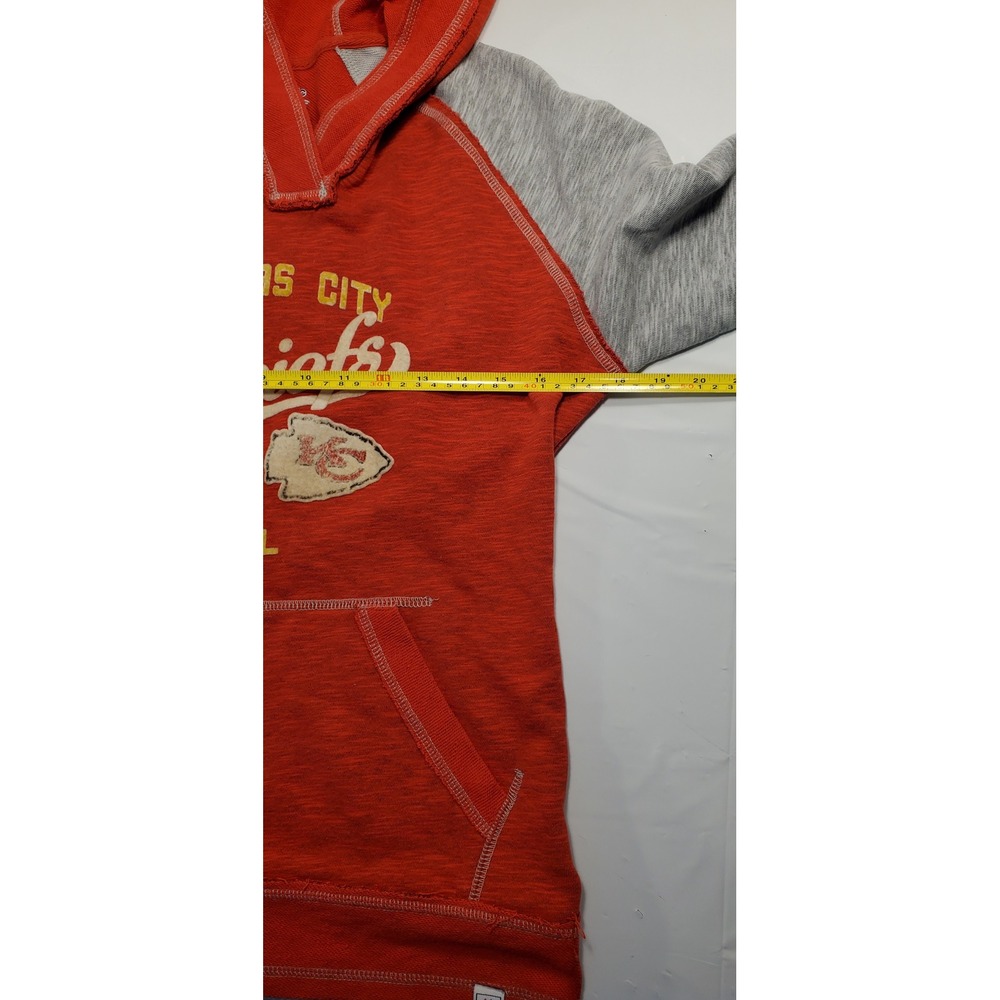 Majestic Kansas City Chiefs Football Hoodie Women's Size S Red Gray Raglan - Picture 3 of 10